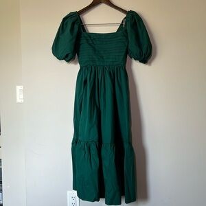 XXSP Abercrombie & Fitch Green Emerson Poplin Puff Sleeve Midi Dress